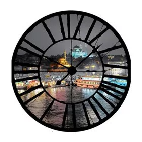  Város az óra mögött vlies poszter, fotótapéta 10152VEZ1 /208x208 cm/
