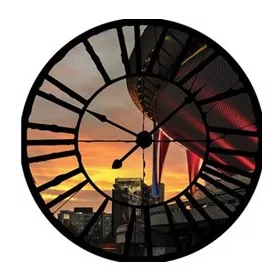   Naplemente és stadion az óra mögött vlies poszter, fotótapéta 10618VEZ1 /208x208 cm/