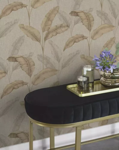 Nagy barna levél mintás tapéta (200324)