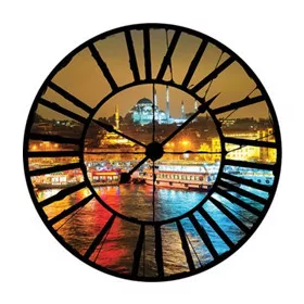   Város az óra mögött vlies poszter, fotótapéta 21016VEZ1 /208x208 cm/