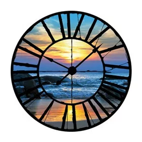   Tengerpart az óra mögött vlies poszter, fotótapéta 21382VEZ1 /208x208 cm/