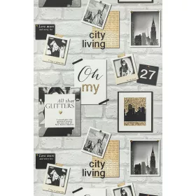 Képek a szürke tégla falon, tapéta (291605)