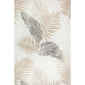 Fekete-drapp nagy levél mintás tapéta (5230407-22)