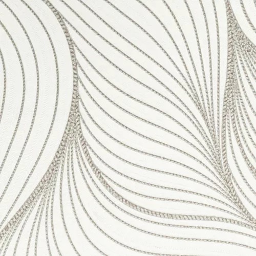 Fehér-ezüst modern levél mintás tapéta (6230409-21)