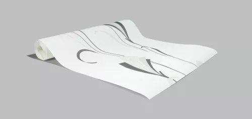 Fekete legyező mintás tapéta (6736-20)