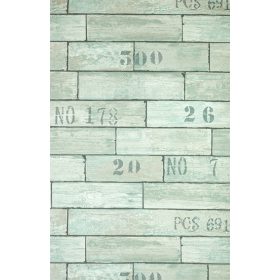 Türkiz -szürke tégla mintás tapéta (6914-08)