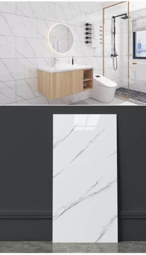 Öntapadós PVC csempepanel, Fehér-szürke márvány, 30 x 60 cm