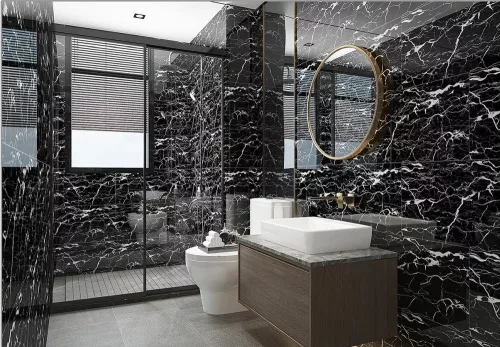 Öntapadós PVC csempepanel, Fekete alapú szürke márvány, 30 x 60 cm