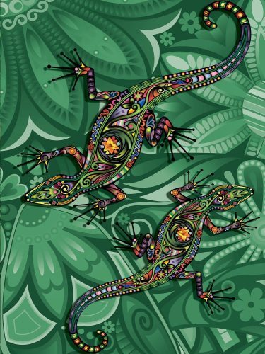 Színes gyíkok poszter, fotótapéta, Vlies  (184x254 cm, álló)