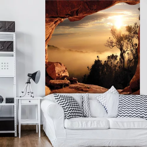 Kilátás a ködös erdőre poszter, fotótapéta, Vlies  (184x254 cm, álló)