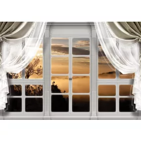   Naplementére néző ablak poszter, fotótapéta, Vlies (104 x 70,5 cm)