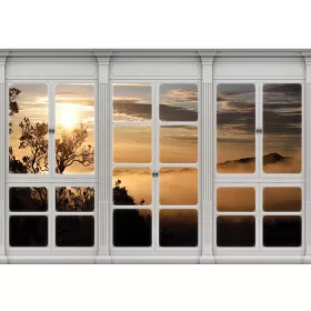  Naplementére néző ablak poszter, fotótapéta, Vlies (104 x 70,5 cm)