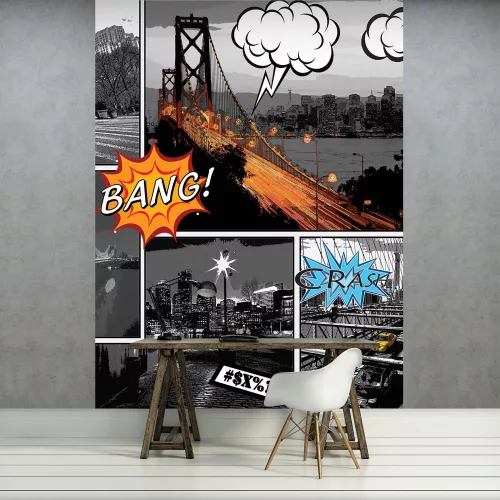 New York-i képregény poszter, fotótapéta, Vlies  (184x254 cm, álló)