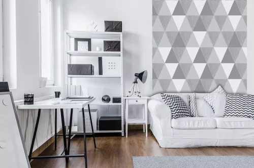 Szürke háromszögek poszter, fotótapéta, Vlies  (184x254 cm, álló)