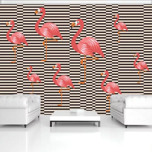 Flamingók  poszter, fotótapéta, Vlies (104 x 70,5 cm)