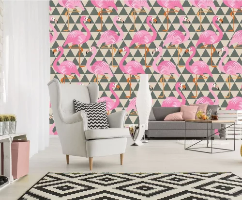 Flamingók  poszter, fotótapéta, Vlies (104 x 70,5 cm)