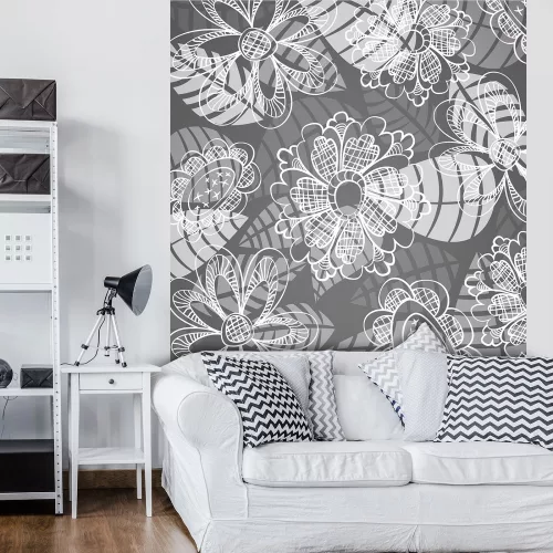 Absztrakt virág minta poszter, fotótapéta, Vlies  (184x254 cm, álló)
