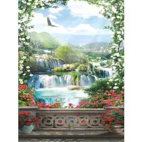   Erkélyről kilátás a vízesésre poszter, fotótapéta, Vlies  (184x254 cm, álló)