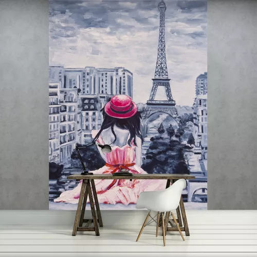 Lány Párizsban poszter, fotótapéta, Vlies  (206x275 cm, álló)