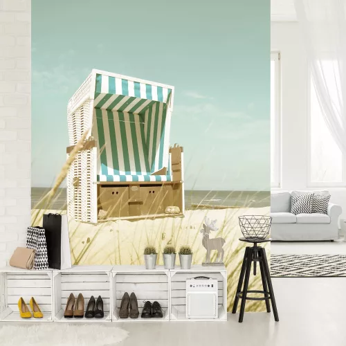 Strandszék a tengerparton poszter, fotótapéta, Vlies  (184x254 cm, álló)