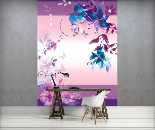 Lila virág minta poszter, fotótapéta, Vlies  (184x254 cm, álló)