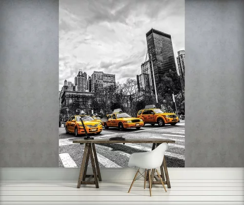 Sárga taxi poszter, fotótapéta, Vlies  (206x275 cm, álló)