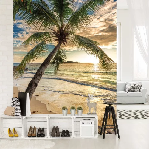 Pálmafa a napos tengerparton poszter, fotótapéta, Vlies  (184x254 cm, álló)