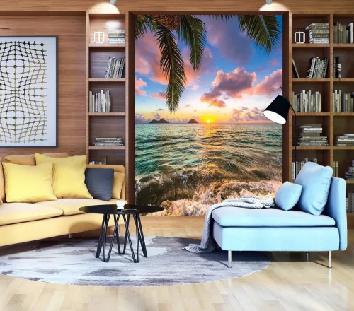 Tenger a naplementében poszter, fotótapéta, Vlies  (206x275 cm, álló)