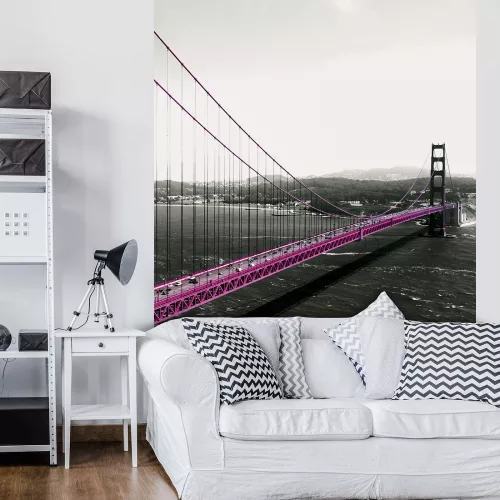 Pink Golden Gate Bridge poszter, fotótapéta, Vlies  (184x254 cm, álló)