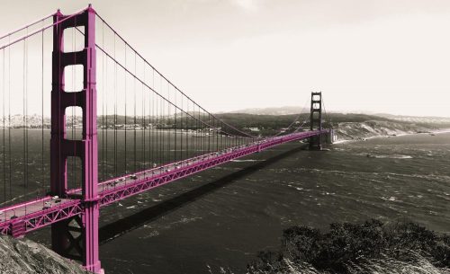 Pink Golden Gate Bridge poszter, fotótapéta Vlies (254 x 184 cm)