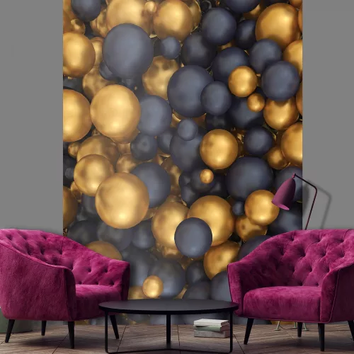 Fekete-arany gömbök poszter, fotótapéta, Vlies  (184x254 cm, álló)