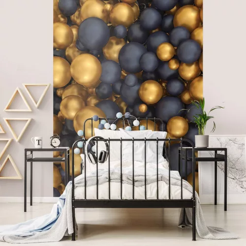 Fekete-arany gömbök poszter, fotótapéta, Vlies  (184x254 cm, álló)