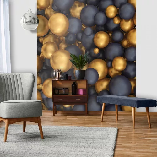 Fekete-arany gömbök poszter, fotótapéta, Vlies  (184x254 cm, álló)