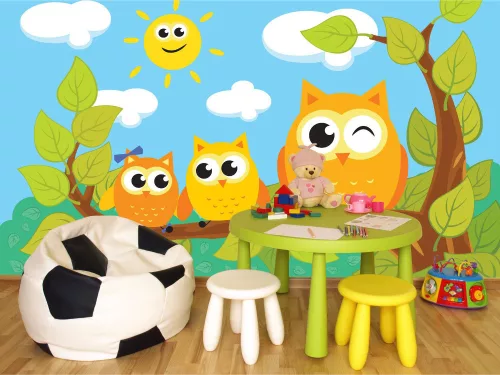 Baglyok poszter, fotótapéta, Vlies (104 x 70,5 cm)