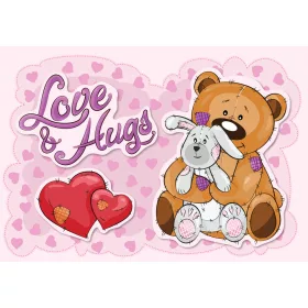 Maci Love hugs poszter, fotótapéta, Vlies (104 x 70,5 cm)