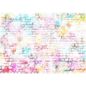   Színes téglafal poszter, fotótapéta, Vlies (104 x 70,5 cm)