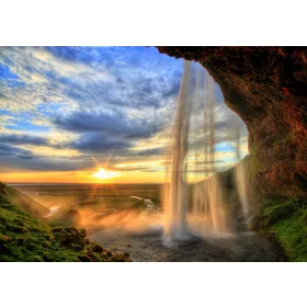   Vízesés naplementés égbolt poszter, fotótapéta, Vlies (104 x 70,5 cm)