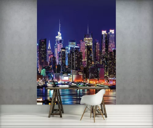 New York éjjel poszter, fotótapéta, Vlies  (206x275 cm, álló)
