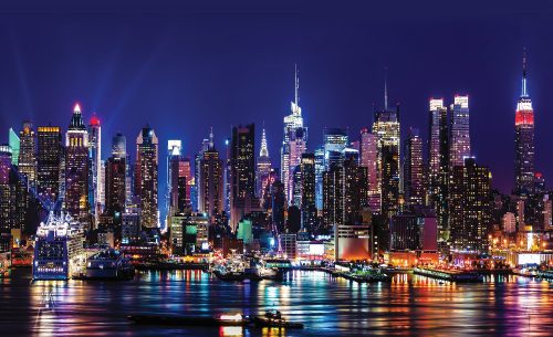 New York éjjel poszter, fotótapéta Vlies (152,5 x 104 cm)