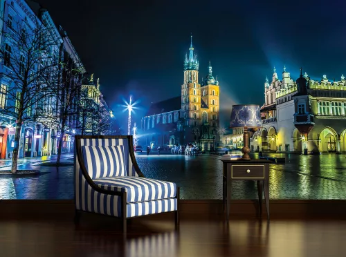 Piac éjjel poszter, fotótapéta, Vlies (104 x 70,5 cm)