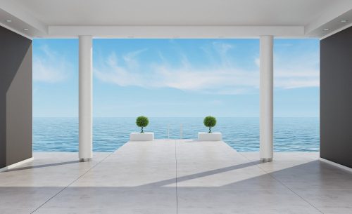 Terasz, kilátás a tengerre poszter, fotótapéta Vlies (368 x 254 cm)
