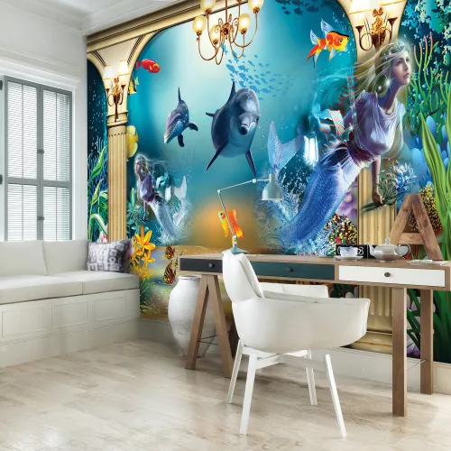 Tengerfenék poszter, fotótapéta, Vlies (104 x 70,5 cm)