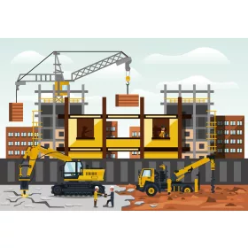 Építkezés poszter, fotótapéta, Vlies (104 x 70,5 cm)