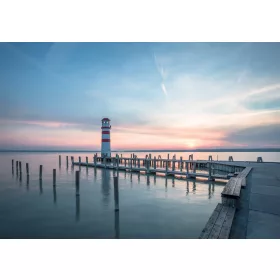   Móló és napkelte poszter, fotótapéta, Vlies (104 x 70,5 cm)