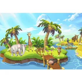   Állatokkal tele sziget poszter, fotótapéta, Vlies (104 x 70,5 cm)