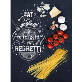   Spagetti hozzávalók poszter, fotótapéta, Vlies  (184x254 cm, álló)