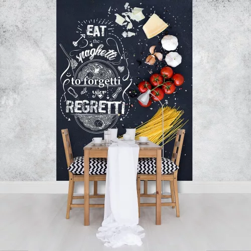 Spagetti hozzávalók poszter, fotótapéta, Vlies  (184x254 cm, álló)