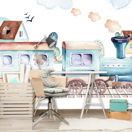 Vonat poszter, fotótapéta, Vlies (104 x 70,5 cm)