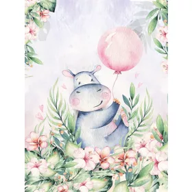   Víziló lufival poszter, fotótapéta, Vlies  (184x254 cm, álló)