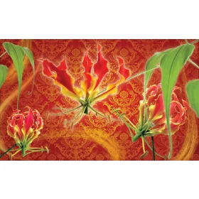 Red lilies poszter, fotótapéta, Vlies (104 x 70,5 cm)